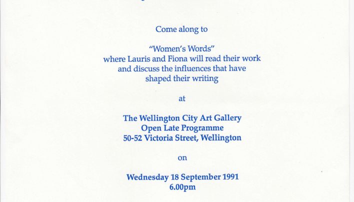 Lauris Edmond & Fiona Kidman dual launch, 18th September 1991