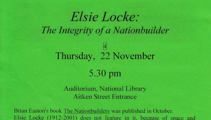 Brian Easton Lecture on Elsie Locke, 22nd November 2001