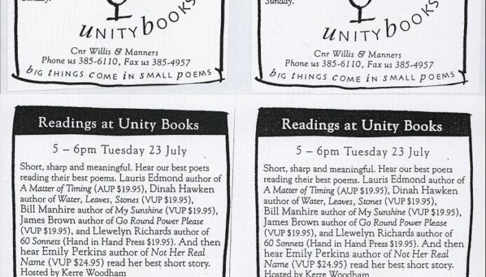 Readings at Unity Books, 23rd July 1996