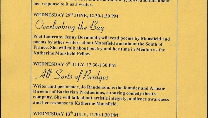 Writers Read Mansfield programme, 22nd June 2005