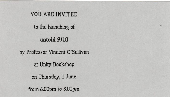 Vincent O’Sullivan Launch, 1st June 1988
