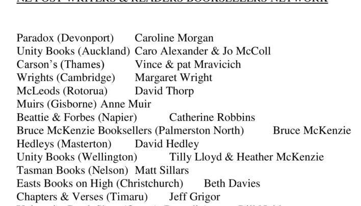NZ Post Writers and Readers Bookseller Network, 18th October 1999