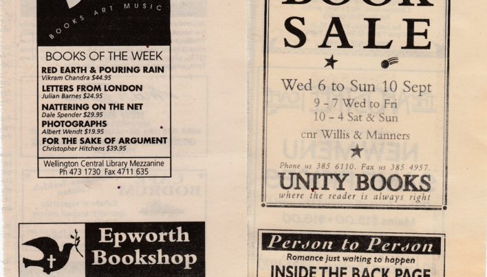 Wellington Bookshop Advertising, 7th September 1995