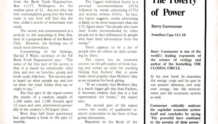“Why They Buy” article, NZ Bookworld, 1977
