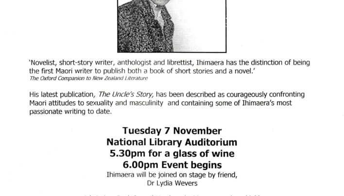 Witi Ihimaera: The Uncle’s Story Launch, 7th November 2000