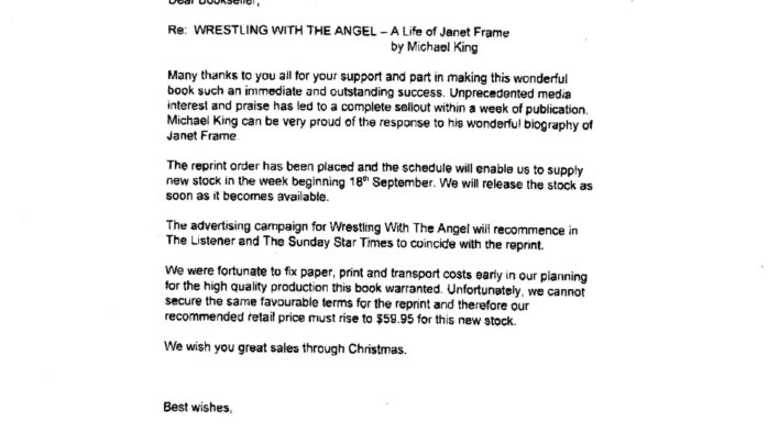 Wrestling With The Angel reprint, 11th August 2000