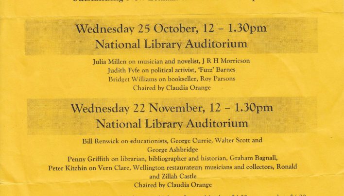 Dictionary of New Zealand Biography Volume 5 events, 25th October 2000