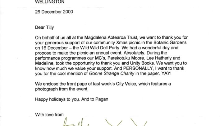 Magdalena Aotearoa Trust Letter, 26th December 2000