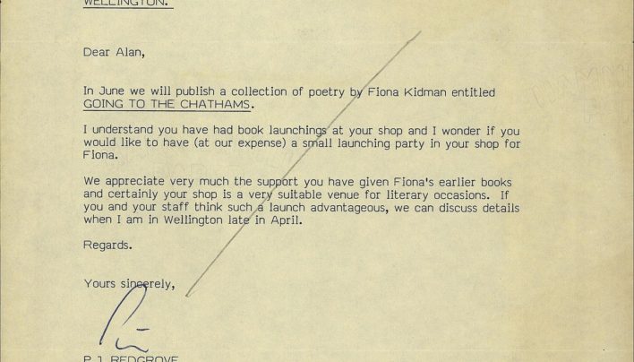 Proposed Fiona Kidman Launch, 25th March 1985