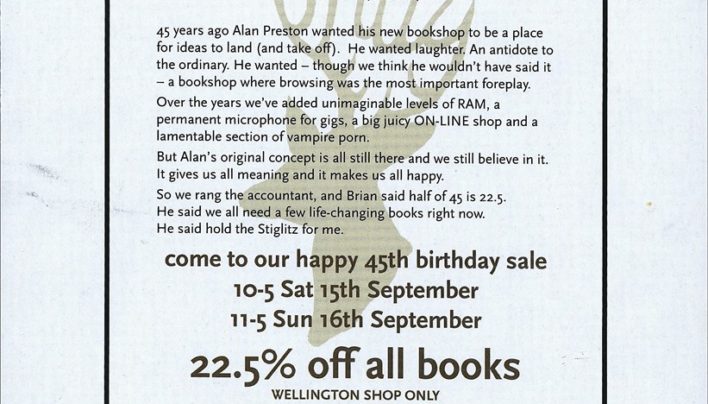 Advertisement, 45th Birthday Party Sale, 15th September 2012