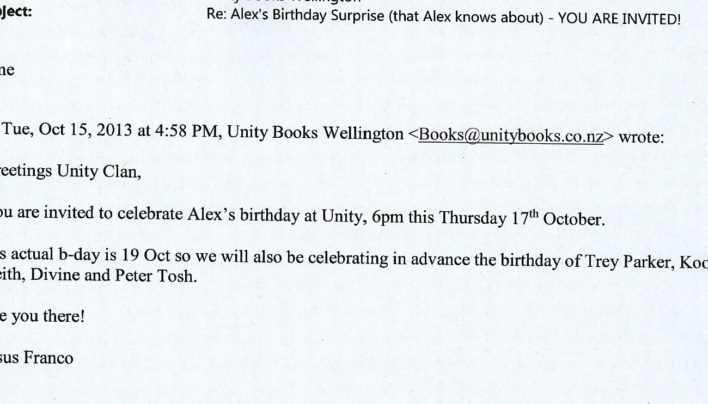 Alex Mitcalfe-Wilson birthday invitation, October 15th 2013