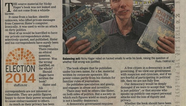 “Time will tell whether book should have been published” article, Dominion Post, 26th August 2014