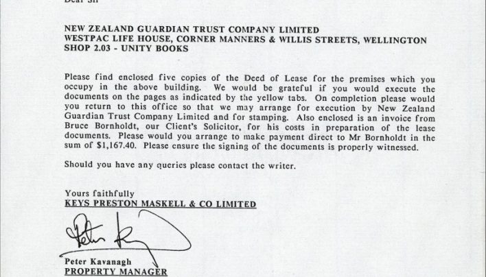 Perrett’s Corner lease documents, 1st July 1988
