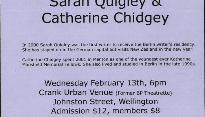 Sarah Quigley & Catherine Chidgey event, 13th February 2002