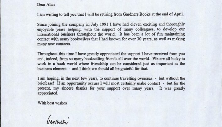Warwick Bailey retires from Gardners, 16th April 2002