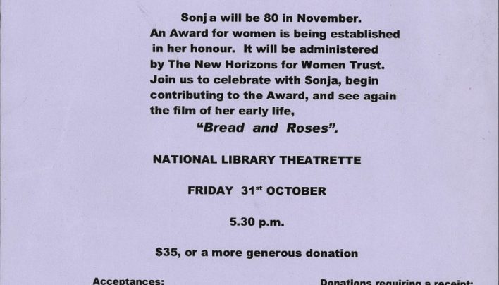 Sonja Davies Peace Award Fundraiser, 31st October 2003