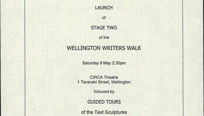 Wellington Writers Walk, Stage Two, 8th May 2004