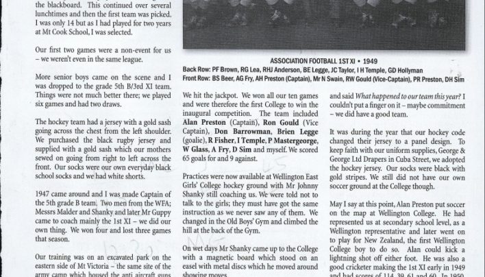 “Wellington College Soccer, Sixty Years On”, Sports News, 2006