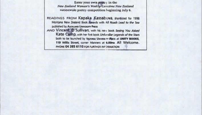 The first New Zealand National Poetry Day, 10th July 1998