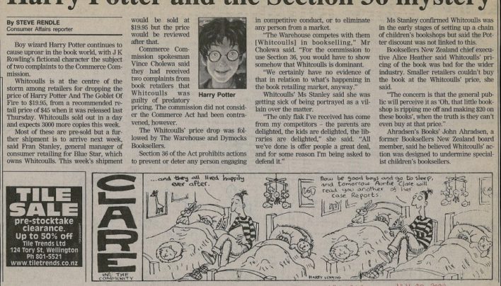 “Harry Potter and the Section 36 mystery”, Evening Post, 30th July 2000