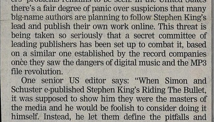 “A chill runs down their spine”, Evening Post, 31st January 2001