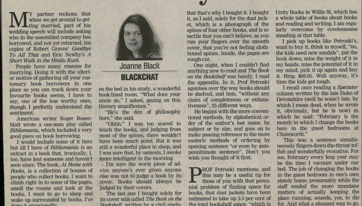 “I do – have your book”, Dominion Post, 21st October 2001