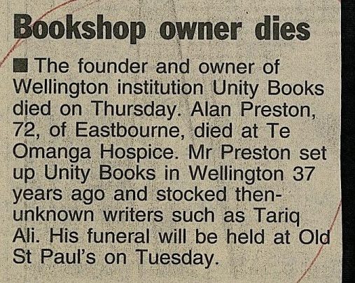 Alan Preston’s death notices, 2nd September 2004