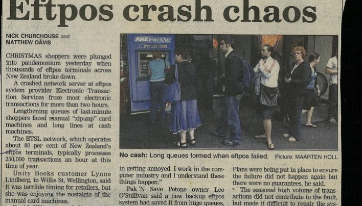 “Eftpos crash chaos”, Dominion Post, 24th December 2005