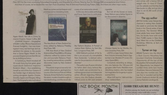NZ Book Month, Capital Times, 3rd September 2008